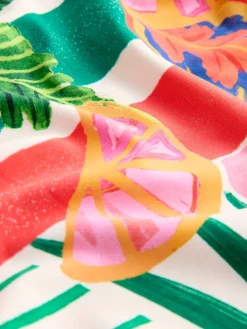 Rood/groen tropisch - Buikcorrigerend DD+ badpak met beugels en ronde hals*Next Clearance