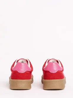 Rood/roze - Lace Up Retro Gumsole Sports Trainers*Friends Like These Outlet