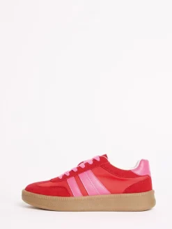 Rood/roze - Lace Up Retro Gumsole Sports Trainers*Friends Like These Outlet