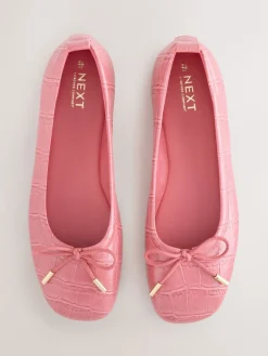 - Forever Comfort® Square Toe Bow Ballet Flats*Next Outlet