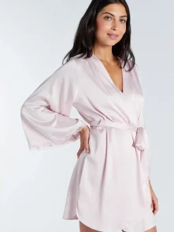 - Kaya Lace Trim Satin Robe*Boux Avenue Outlet