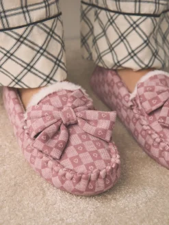 Roze - Check Heart Moccasin Slippers*Next Discount