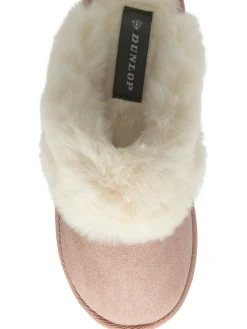 - Faux Suede Mule Slippers Fur Collar*Dunlop New