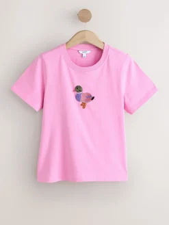 Roze - Embellished Duck Short Sleeve Crew Neck Top*Next Online