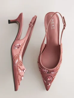 - Forever Comfort satijnen slingbacks met kralen en hakje*Next Best