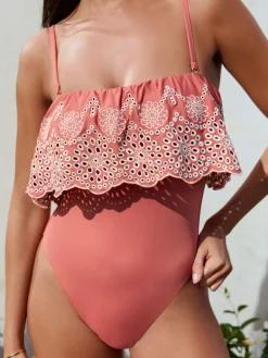 - Geborduurd bandeaubadpak met ruches en buikcorrectie*Next Outlet