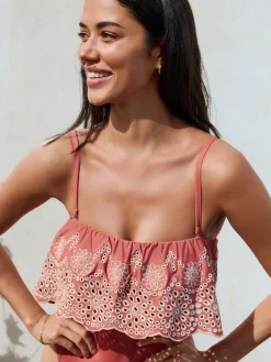 - Geborduurd bandeaubadpak met ruches en buikcorrectie*Next Outlet