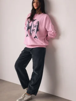 Roze - Graphic Beaded Fish Graphic Sweatshirt*Next Discount