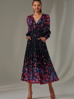 - Dalia lange kanten jurk met symmetrische print*Jolie Moi New