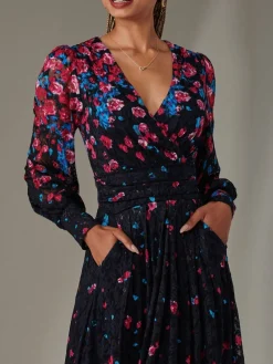 - Dalia lange kanten jurk met symmetrische print*Jolie Moi New