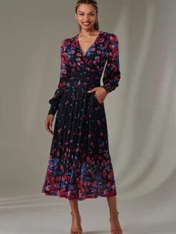 - Dalia lange kanten jurk met symmetrische print*Jolie Moi New