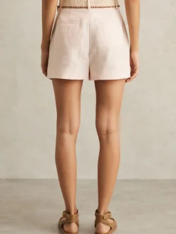 - Beau linnen shorts met geplooide voorkant en ceintuur*Reiss Discount