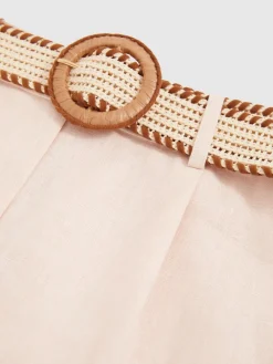 - Beau linnen shorts met geplooide voorkant en ceintuur*Reiss Discount