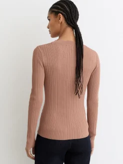 - Vinny Rib-Knit Scallop-Trim Cardigan*Reiss New