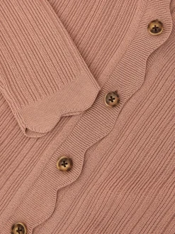 - Vinny Rib-Knit Scallop-Trim Cardigan*Reiss New