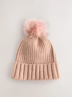 Roze - Rib Knit Pom Hat*Next Hot