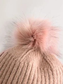 Roze - Rib Knit Pom Hat*Next Hot