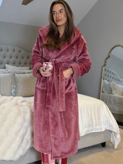 Roze - - Knusse kamerjas met rand van imitatiebont*Threadbare Online