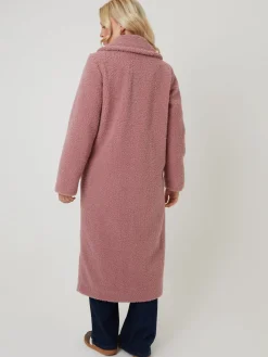 - Longline Double Breasted Borg Coat*Threadbare Outlet