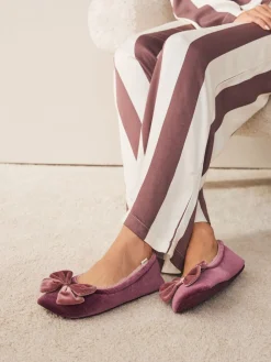 - Velvet Ballet Bow Flat Slippers*Next Outlet