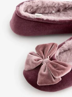 - Velvet Ballet Bow Flat Slippers*Next Outlet