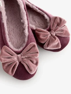 - Velvet Ballet Bow Flat Slippers*Next Outlet