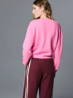 Roze bloemetjes - Gebreid vest met ronde hals*Next New