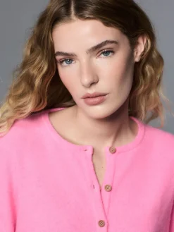 Roze bloemetjes - Gebreid vest met ronde hals*Next New