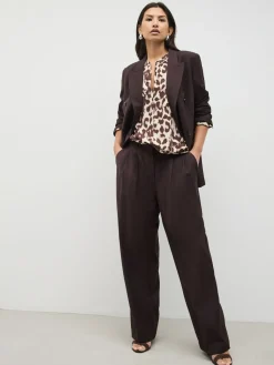 Roze dierenprint - Blouse met V-hals en lange mouwen*Next Outlet