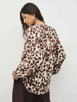 Roze dierenprint - Blouse met V-hals en lange mouwen*Next Outlet
