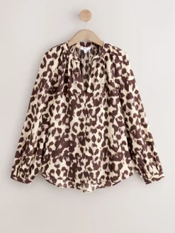 Roze dierenprint - Blouse met V-hals en lange mouwen*Next Outlet