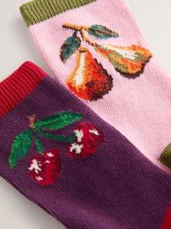 Roze kersen - Warm Handle Cotton Ankle Socks 2 Pack*Next Online