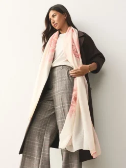 Roze met bloemenprint - Dunne plissé sjaal*Next Sale