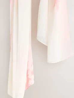 Roze met bloemenprint - Dunne plissé sjaal*Next Sale