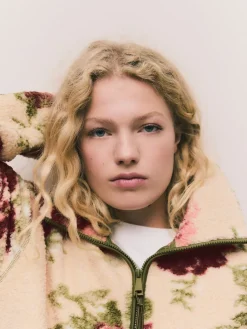 Roze met bloemenprint - Soft Touch Knusse Teddy Borg Kwartrondrits Fleece*Next Discount