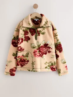 Roze met bloemenprint - Soft Touch Knusse Teddy Borg Kwartrondrits Fleece*Next Discount