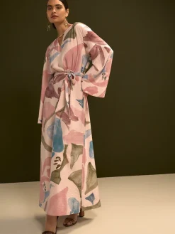 - V-Neck 3/4 Length Sleeve Maxi Kaftan Dress*Next New