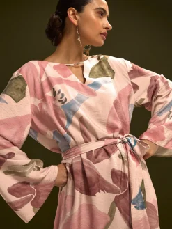 - V-Neck 3/4 Length Sleeve Maxi Kaftan Dress*Next New