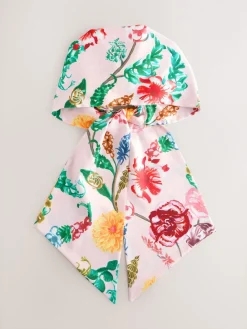Roze met bloemenprint - Voorgestrikte satijnen hoofddoek*Next Hot