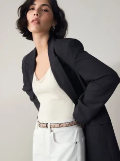 Roze met slangenprint - Smalle PU-riem*Next Online