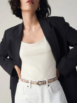 Roze met slangenprint - Smalle PU-riem*Next Online