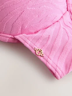 Roze zebraprint met textuur - Bikinibeugeltop met vulling en lage decolleté*Next Outlet