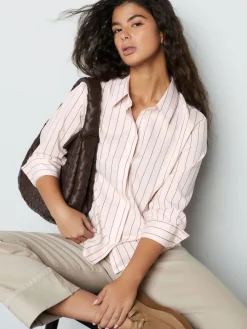 Roze/bruin - Fitted Stretch Essential Long Sleeve Shirt*Next Hot