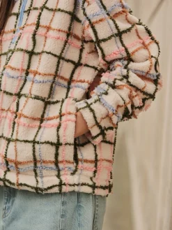 Roze/ecru geruit - Soft Touch Knusse Teddy Borg Kwartrondrits Fleece*Next Discount