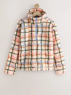 Roze/ecru geruit - Soft Touch Knusse Teddy Borg Kwartrondrits Fleece*Next Discount