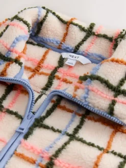 Roze/ecru geruit - Soft Touch Knusse Teddy Borg Kwartrondrits Fleece*Next Discount