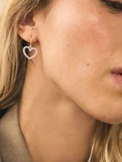 Rozegouden tinten - Oorringen met bezet hartje*Next Best