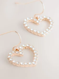 Rozegouden tinten - Oorringen met bezet hartje*Next Best