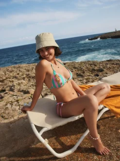 Roze/groene strepen - Beaded Embellished Triangle Bikini Top*Next