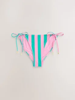 Roze/groene strepen - Bikinibroekje met gestrikte zijkant*Next Outlet